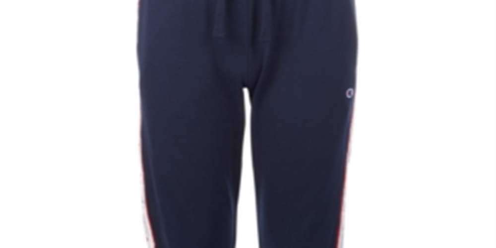Calça jogger Champion Big Girl French Terry com acabamento em fita, azul, tamanho pequeno