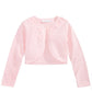 Cardigan de algodão com acabamento floral para meninas Bonnie Jean, rosa, tamanho 6