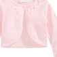 Cardigan de algodão com acabamento floral para meninas Bonnie Jean, rosa, tamanho 6