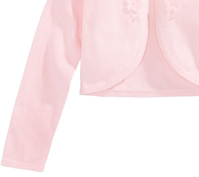 Cardigan de algodão com acabamento floral para meninas Bonnie Jean, rosa, tamanho 6
