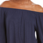 Blusa feminina estilo &amp; co com ombro de fora e manga sino, azul, tamanho GG