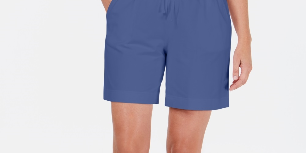 Shorts femininos Karen Scott com cordão, tamanho P, azul