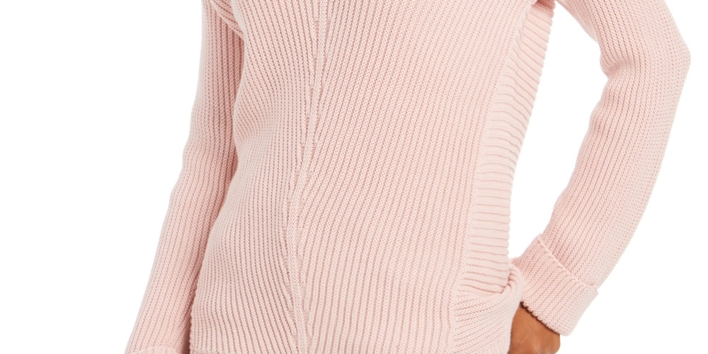 Suéter feminino de algodão texturizado com decote em V, tamanho XX-G, rosa, Charter Club
