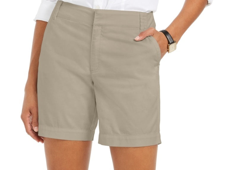 Shorts casuais de sarja feminino Charter Club, bege, tamanho 14