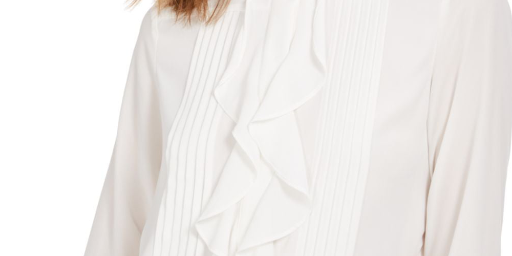 Blusa Calvin Klein Feminina Manga Longa Branca Tamanho Pequeno Grande