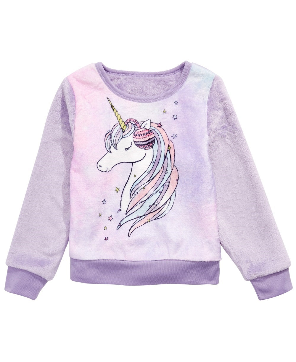 Moletom Unicórnio Infantil Evy Of California para Meninas, Roxo, Tamanho 2T