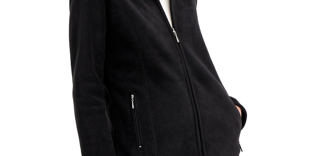 Jaqueta de lã feminina Karen Scott Sport Zip Up Zeroproof, preta, tamanho pequeno