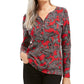 Karen Scott Top Henley Feminino Bolinhas Vermelhas Tamanho P