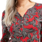 Karen Scott Top Henley Feminino Bolinhas Vermelhas Tamanho P