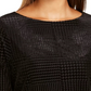 Blusa feminina estampada de manga comprida e gola canoa Charter Club, preta, tamanho pequeno e pequeno