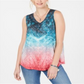 Regata feminina estampada com decote em V estilo &amp; co, azul, vários tamanhos - PP