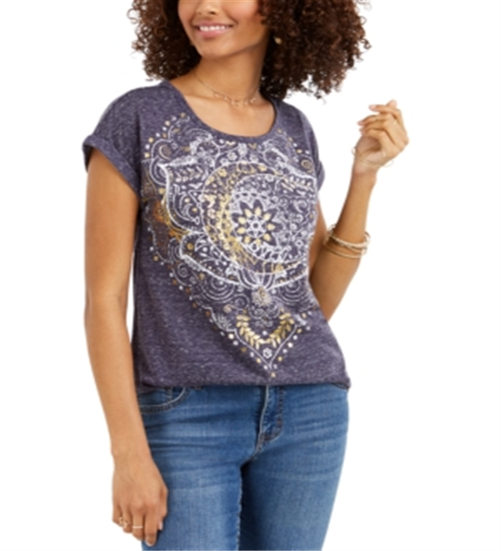 Camiseta feminina com estampa gráfica Style &amp; Co, azul-marinho, tamanho X-S