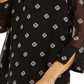 Blusa feminina Charter Club estampada com mangas divididas, preta, tamanho pequeno