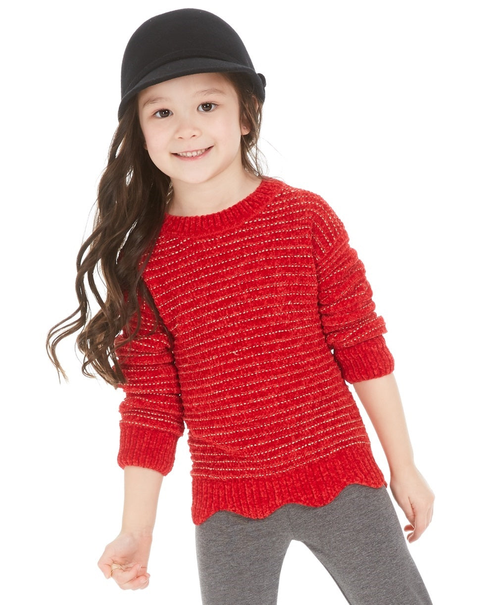 Suéter recortado de chenille para meninas Epic Threads, tamanho 2T, vermelho