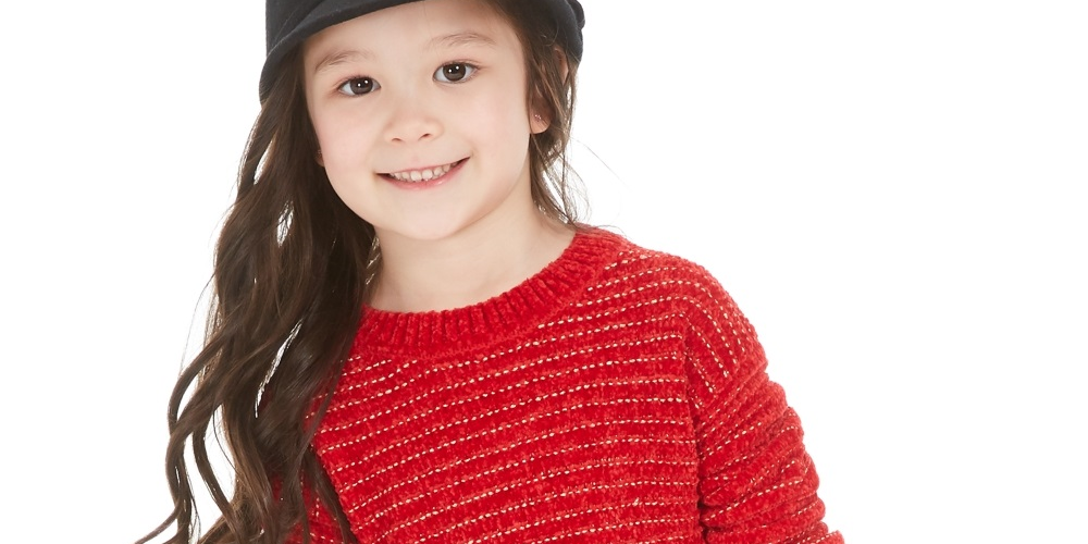 Suéter recortado de chenille para meninas Epic Threads, tamanho 2T, vermelho
