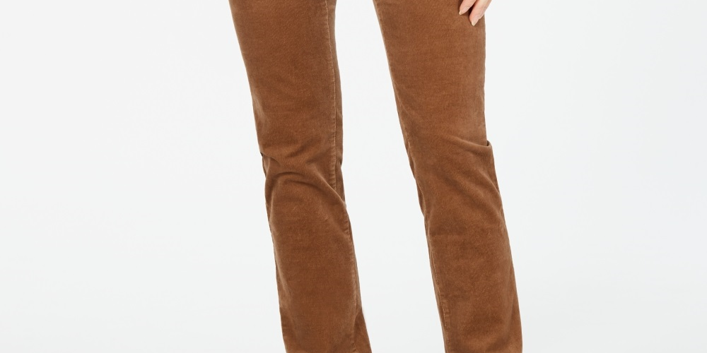 Calças de controle de barriga de veludo cotelê Lexington feminino Charter Club, marrom, tamanho 6