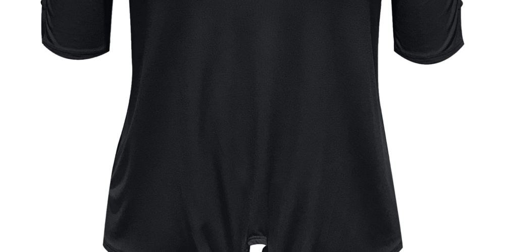 JM Collection Top feminino com amarração frontal, preto, tamanho médio