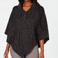 Poncho feminino Karen Scott com gola xale, preto, tamanho pequeno