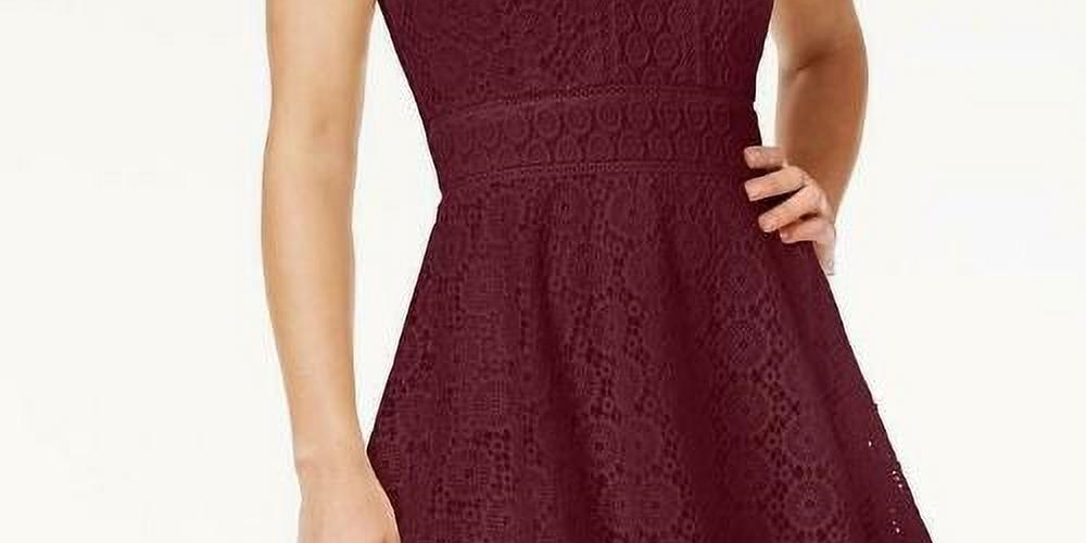 Vestido feminino Charter Club com ajuste evasê e renda, vermelho, tamanho pequeno G