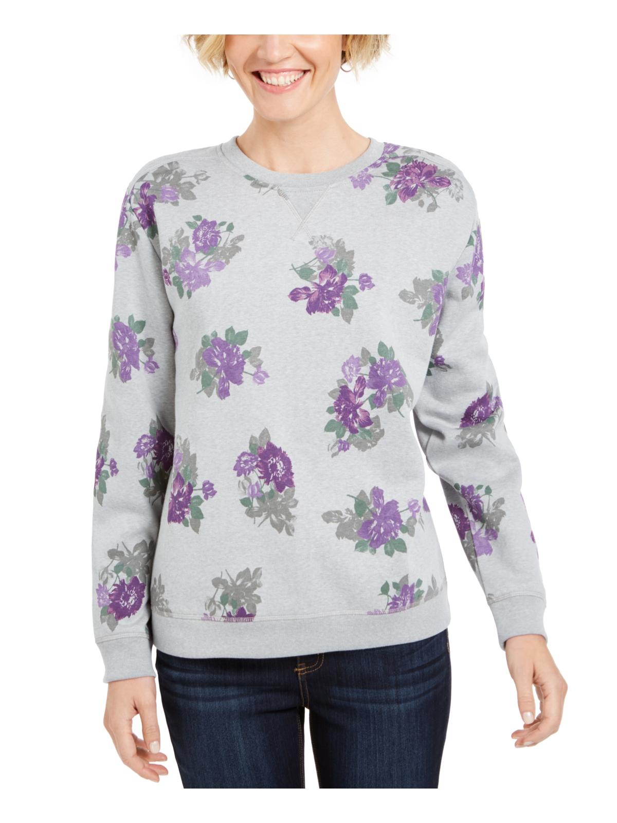 Karen Scott Moletom feminino com estampa floral cinza floral tamanho X-S