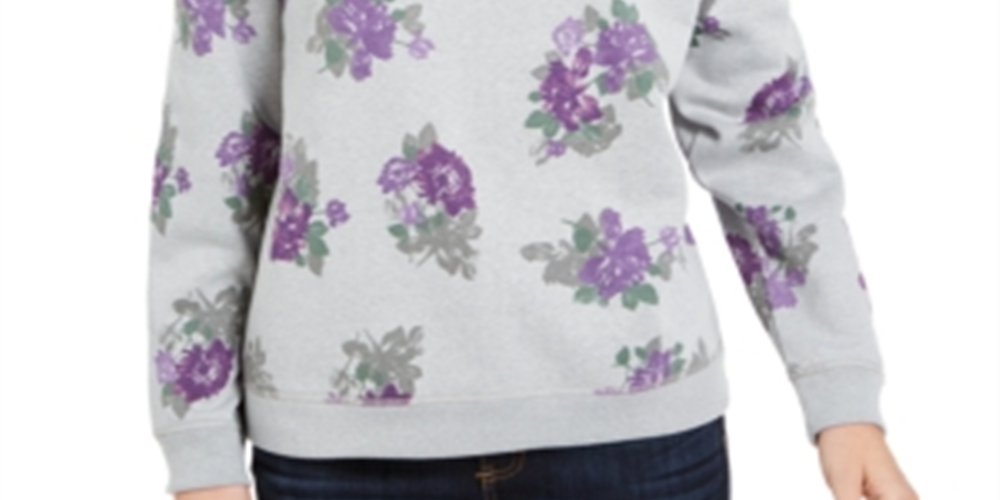 Karen Scott Moletom feminino com estampa floral cinza floral tamanho X-S