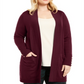 Cardigan feminino JM Collection com mangas abotoadas e botões, tamanho Cherry Pie 0X