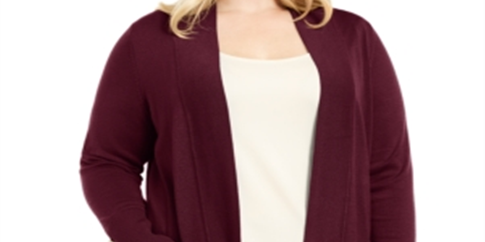 Cardigan feminino JM Collection com mangas abotoadas e botões, tamanho Cherry Pie 0X