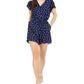 Macacão feminino Maison Jules com estampa de bolinhas e amarração na cintura, azul-marinho, tamanho extragrande