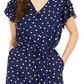 Macacão feminino Maison Jules com estampa de bolinhas e amarração na cintura, azul-marinho, tamanho extragrande