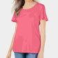 Camiseta feminina Karen Scott com gola trançada e manga curta, rosa, tamanho pequeno