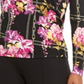 Thalia Sodi Top assimétrico estampado com elos de corrente feminino, preto, tamanho extragrande