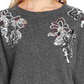 Suéter feminino Vince Camuto com lantejoulas e mistura de algodão floral, tamanho grande, carvão