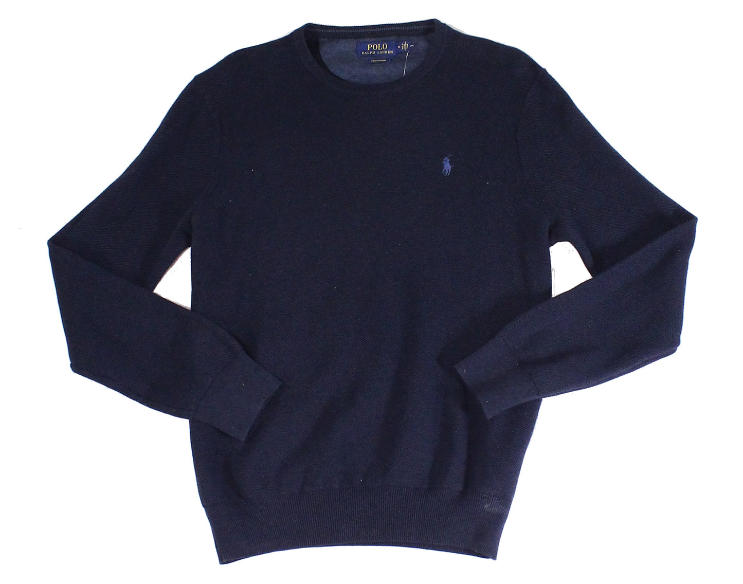 Suéter Ralph Lauren Masculino de Algodão com Gola Redonda Azul Tamanho Médio
