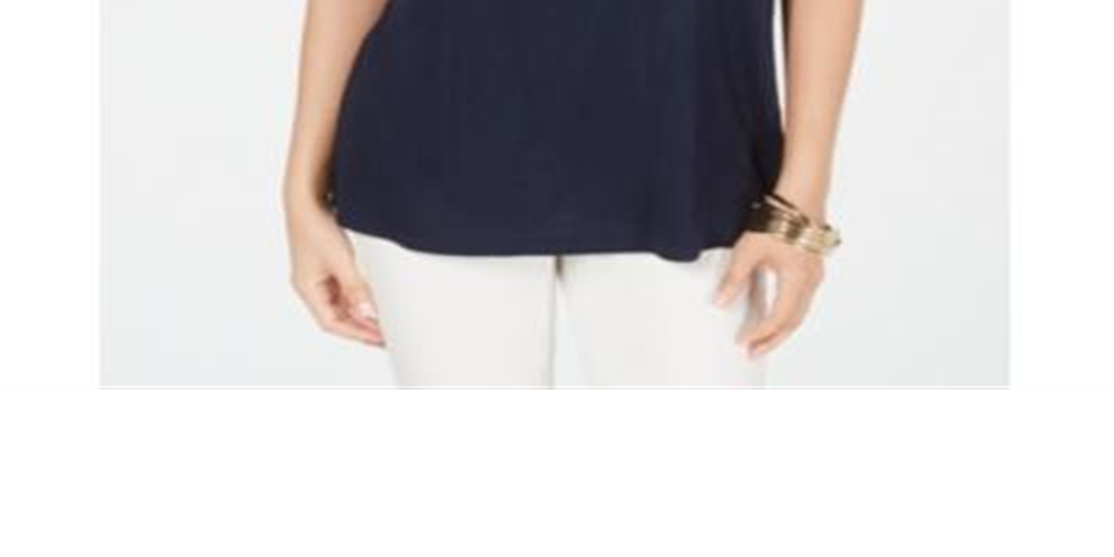 Blusa feminina bordada com decote aberto, azul, tamanho pequeno, estilo &amp; co