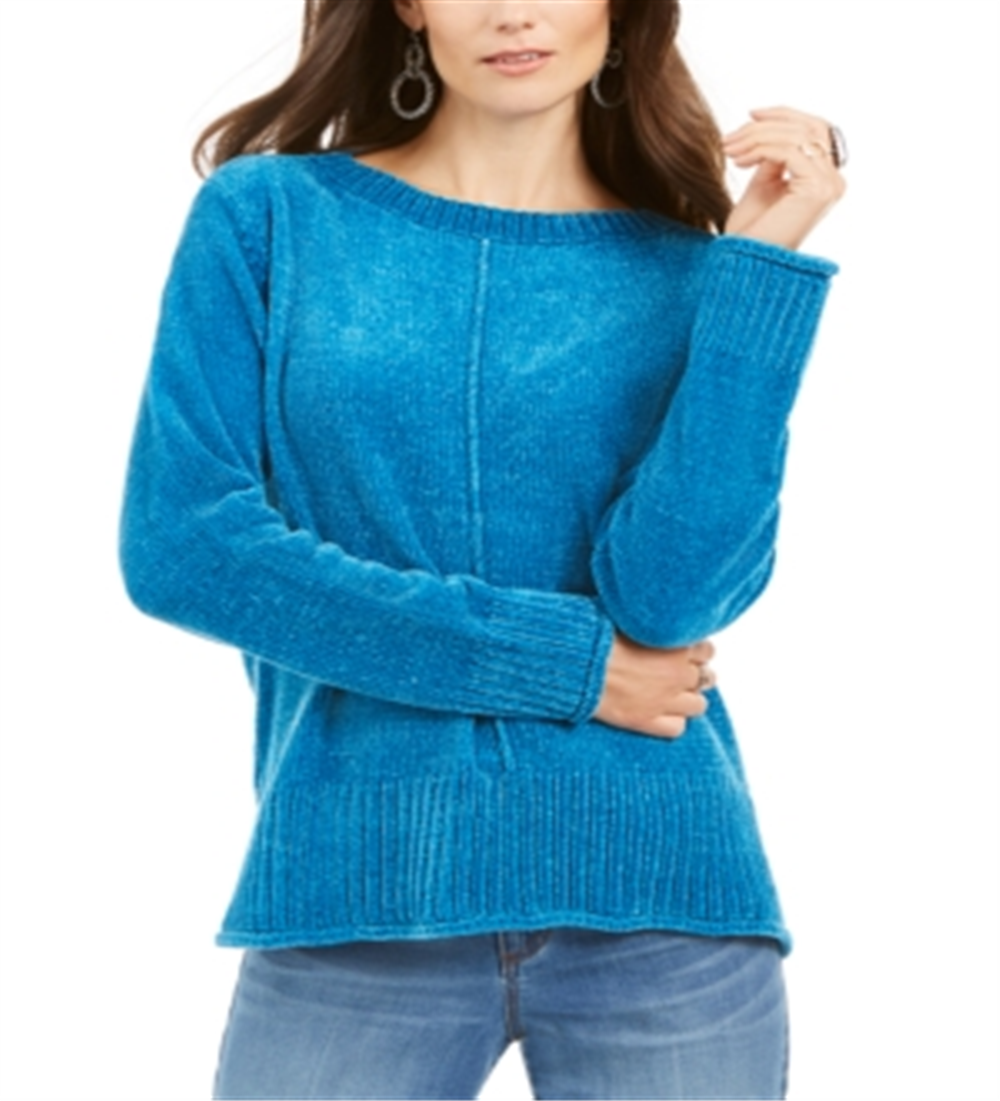 Suéter chenille feminino Style &amp; Co azul tamanho pequeno G