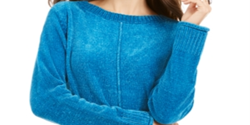 Suéter chenille feminino Style &amp; Co azul tamanho pequeno G
