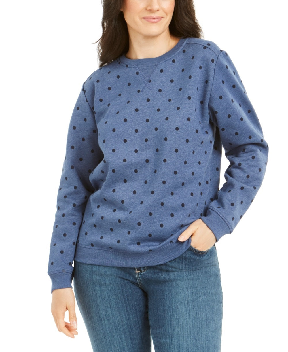 Moletom feminino Karen Scott com estampa de lã azul, tamanho pequeno e pequeno