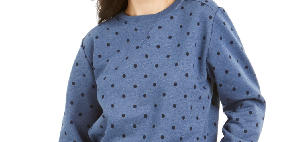 Moletom feminino Karen Scott com estampa de lã azul, tamanho pequeno e pequeno