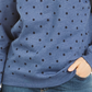 Moletom feminino Karen Scott com estampa de lã azul, tamanho pequeno e pequeno