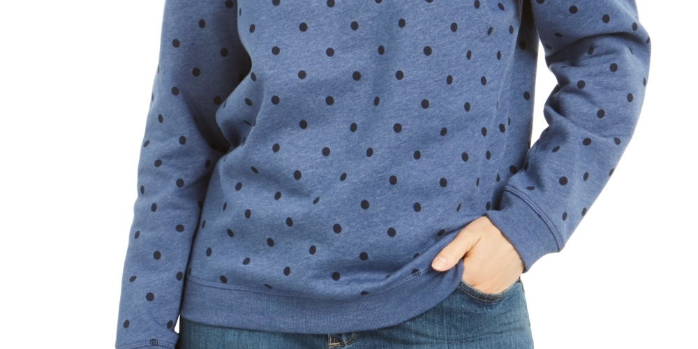 Moletom feminino Karen Scott com estampa de lã azul, tamanho pequeno e pequeno