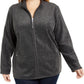 Jaqueta esportiva feminina Karen Scott Plus Zeroproof Fleece Performance, preta, tamanho 0X