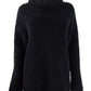 Suéter feminino estilo &amp; co com gola alta e forro de lã sintética sherpa, preto, tamanho pequeno e pequeno