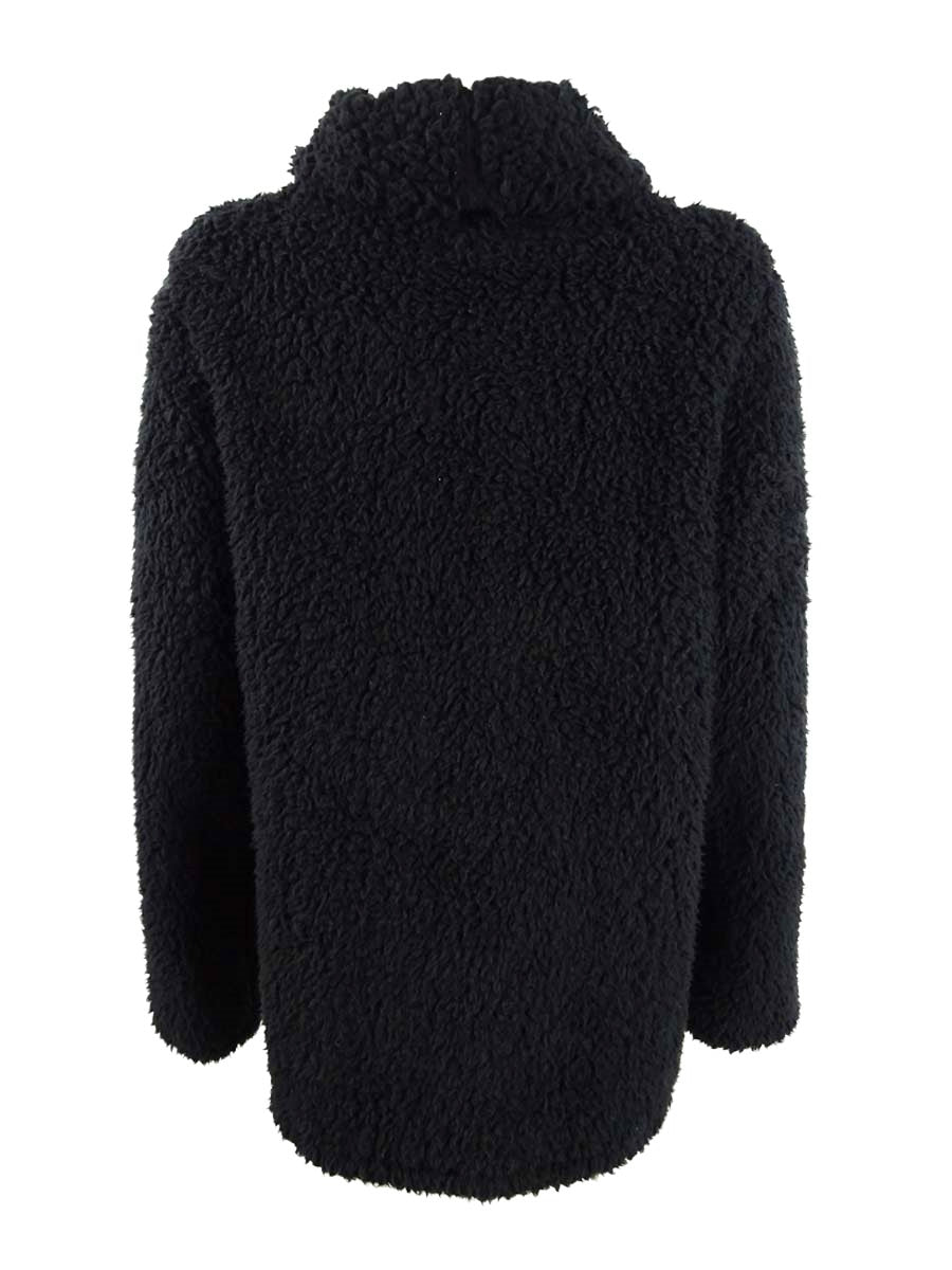 Suéter feminino estilo &amp; co com gola alta e forro de lã sintética sherpa, preto, tamanho pequeno e pequeno