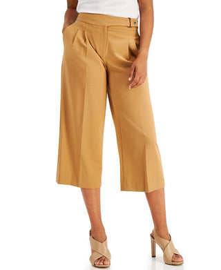 Calça feminina Calvin Klein Luxe Wide Leg Marrom Tamanho 8