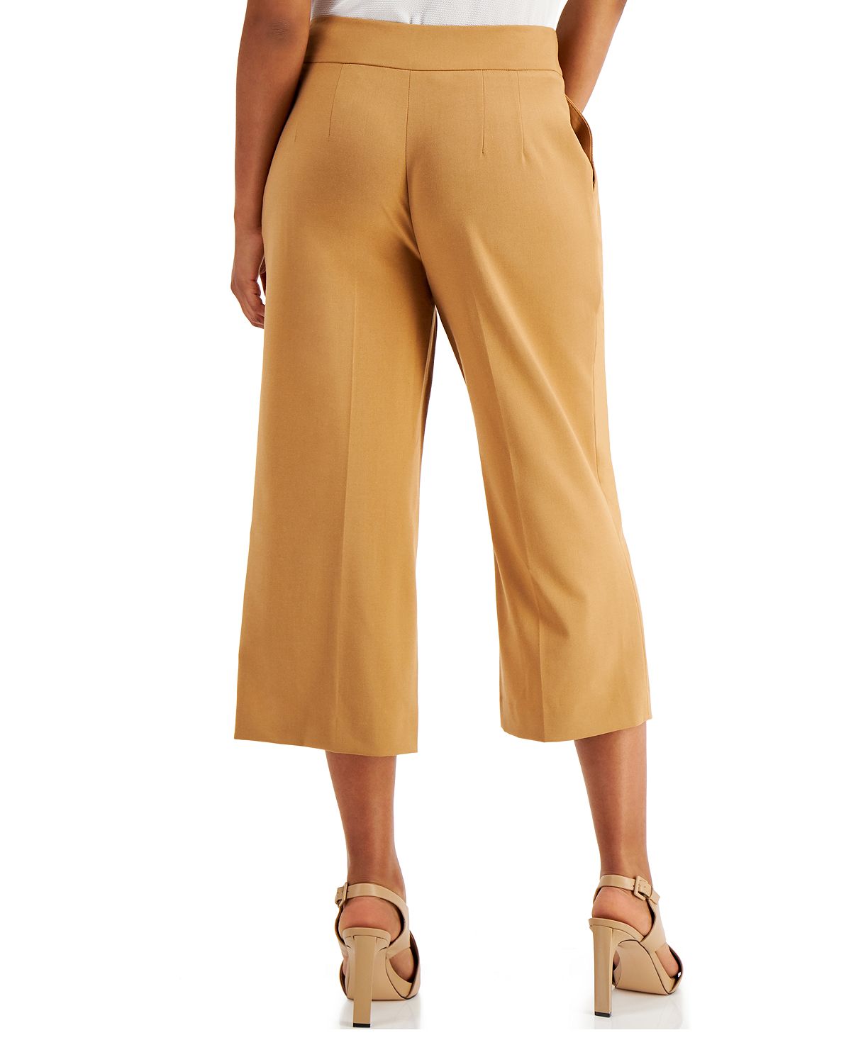 Calça feminina Calvin Klein Luxe Wide Leg Marrom Tamanho 8