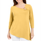 Túnica feminina assimétrica com anel JM Collection, amarela, tamanho P