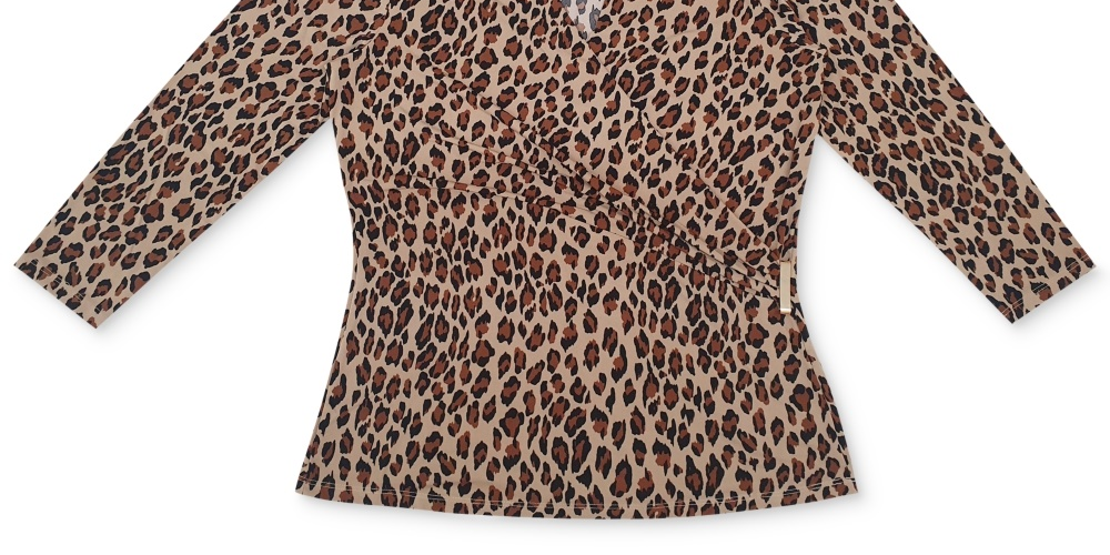 Blusa feminina Charter Club com manga 3/4 cruzada e decote em V, marrom, tamanho médio