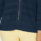Cardigan feminino listrado Pointelle Charter Club, azul, tamanho pequeno, médio