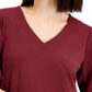 JM Collection Top Feminino Manga Bufante Gola V Vermelho Tamanho Grande