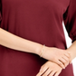 JM Collection Top Feminino Manga Bufante Gola V Vermelho Tamanho Grande